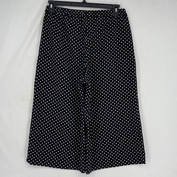 H&M Conscious Womens 12 Wide Leg Capri Pants Black White Polka Dot 100% Poly - Picture 6 of 8